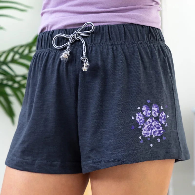 Women's Festival ShortsBursting In Hearts Paw Print Slub Shorts