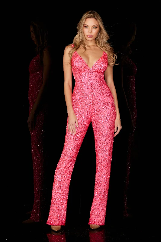 Women's Jumpsuits with Sweetheart CollarAleta 1034 Fitted Long Formal Prom Sequin Jumpsuit