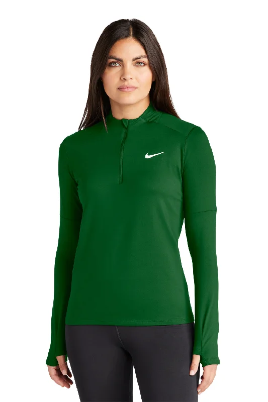 Women's Hooded Sweatshirts with Drawstring WaistNike Womens Element Dri-Fit Moisture Wicking 1/4 Zip Sweatshirt - Dark Green