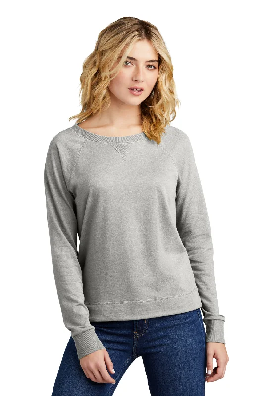 Women's Hooded Sweatshirts with Non-Stretch WaistDistrict Womens French Terry Crewneck Sweatshirt - Heather Light Grey