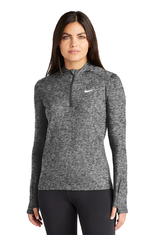 Women's Hooded Sweatshirts with Patch PocketsNike Womens Element Dri-Fit Moisture Wicking 1/4 Zip Sweatshirt - Heather Black