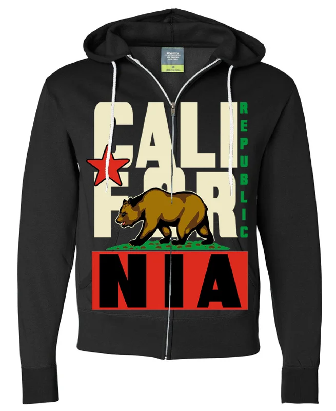 Women's Hooded Sweatshirts with Cinched WaistCalifornia Flag Original Retro Text Zip-up Hoodie Asst Colors