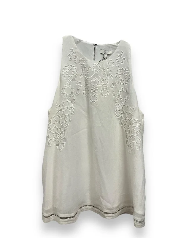 Women's Blouse with FlouncesWhite Blouse Sleeveless Joie, Size M