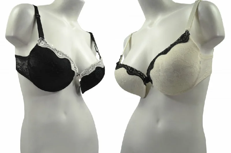 wireless bra for breastfeedingPlus-Size 2pack Black/Ivory Lace Bra with Trim - 16 Bras