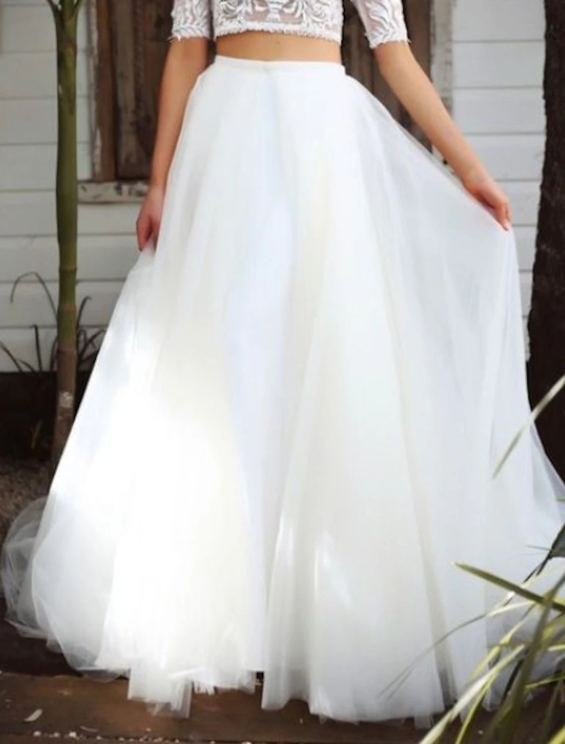 Women's Performance SkirtsBeach Casual Wedding Dresses A-Line Separates Separates Floor Length Tulle Bridal Skirts Bridal Gowns With Solid Color