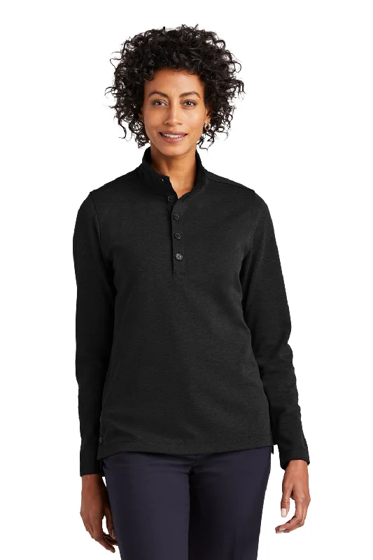 Women's Hooded Sweatshirts with Brocade LiningBrooks Brothers Womens 1/4 Button Down Sweatshirt - Heather Black