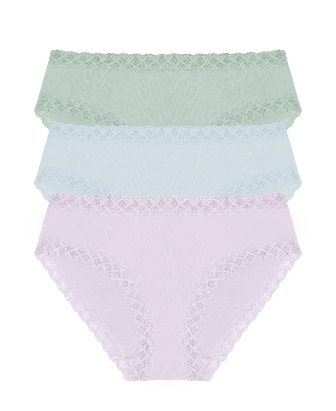 stretchable satin hipster panties with a lace trim for a luxurious feelBliss Cotton Girl Brief 3 Pack