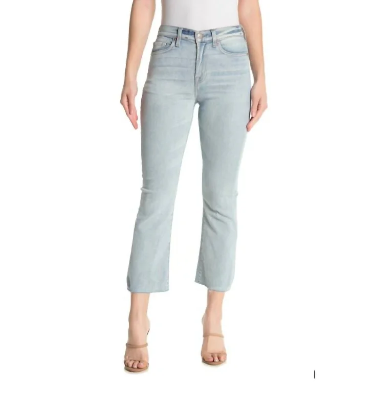 Women's CaprisHigh Rise Kick Flare Raw Hem Jeans In Light Blue