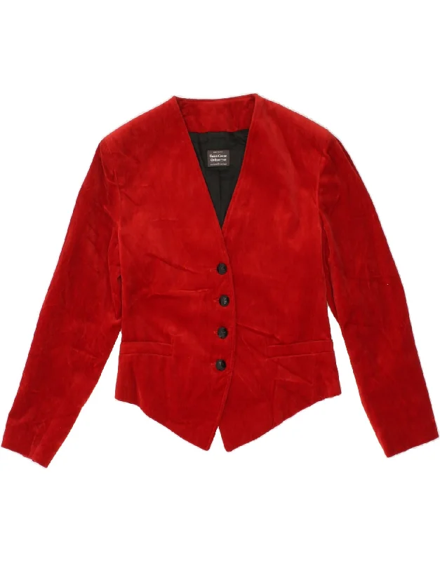 Women's Duffle CoatsBENETTON Womens 4 Button Blazer Jacket IT 42 Medium Red Cotton