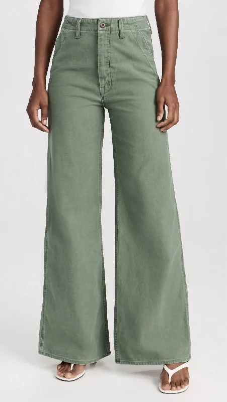 Women's Jodhpurs with Lapel CollarMajor Sneak Roller Wide Leg Jeans In Roger That