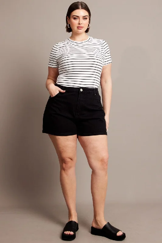 Women's Festival ShortsBlack Mom Shorts High Rise