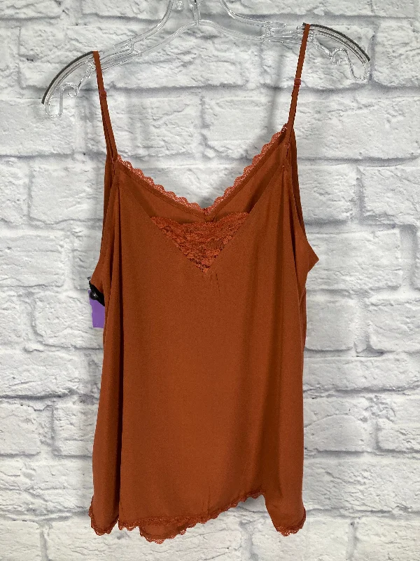 Women's Blouse with RufflesOrange Blouse Sleeveless Daily Practice By Anthropologie, Size Xl