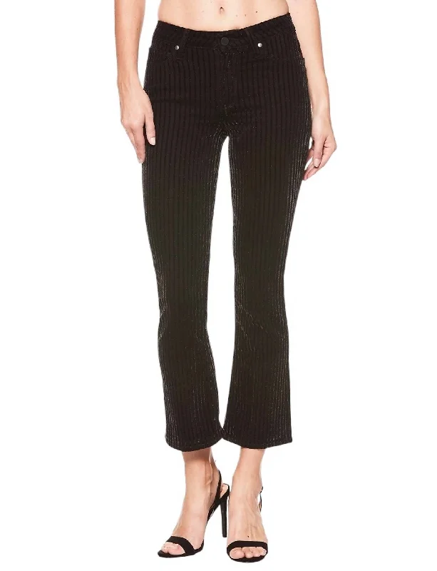 Women's Jodhpurs with V-Shaped CollarColette Crop Flare Velvet Pants In Black