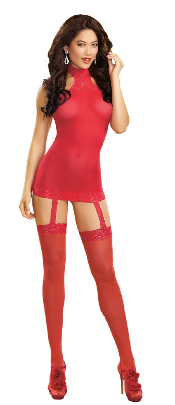 women's pajamas for a cozy night inSheer Garter Dress - One Size - Red