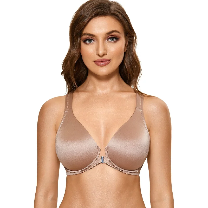 plus-size demi-cup bra with lace overlayPlus size front closure underwired bra (Size 34C-44G)