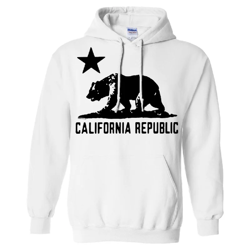 Women's Hooded Sweatshirts with Chenille LiningCalifornia Flag Black Oversized Silhouette Asst Colors Hoodie