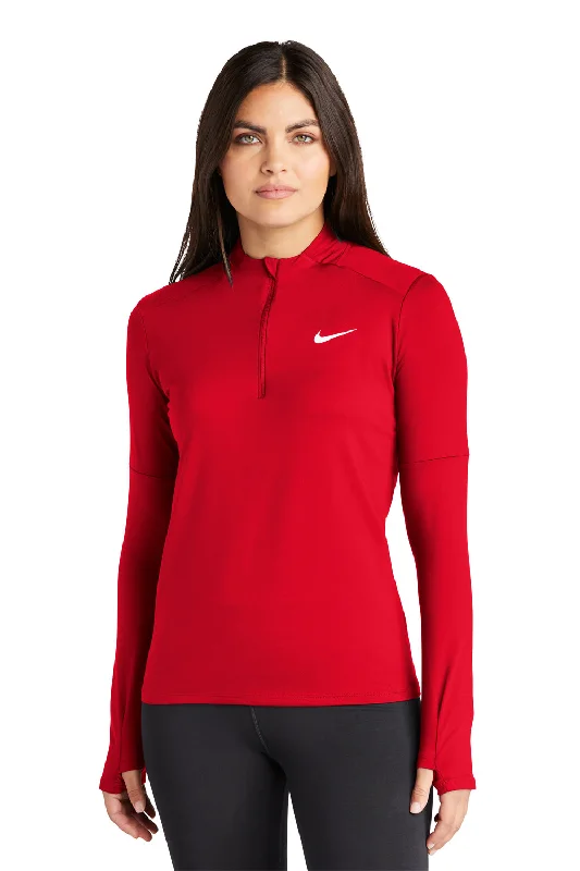 Women's Hooded Sweatshirts with ZipperNike Womens Element Dri-Fit Moisture Wicking 1/4 Zip Sweatshirt - Scarlet Red