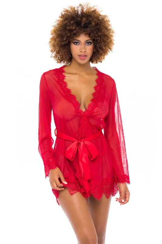 convertible halter braSydney Short Robe With Long Sleeves And Satin Tie