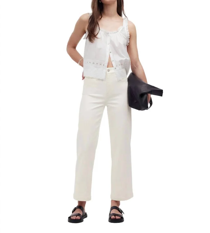 Women's Jodhpurs with Wide CollarThe Emmett Wide-Leg Crop Jean: Welt Pocket Edition In Tile White