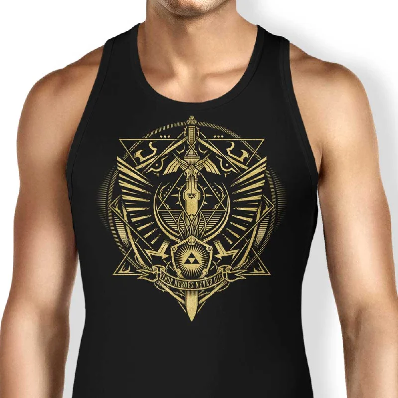 Women's Blouse with PleatsTrue Heroes Never Die (Gold) - Tank Top