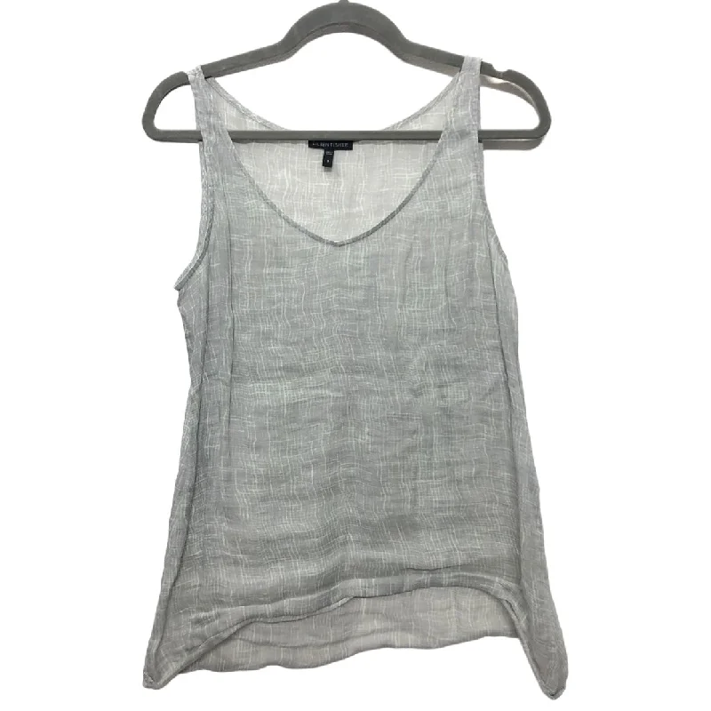 Women's Blouse with Narrow CollarGreen & Grey Blouse Sleeveless Eileen Fisher, Size S