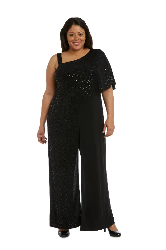 Women's Jumpsuits with Peter Pan CollarR&M Richards 3096W Long Sequined Overlay Jumpsuit