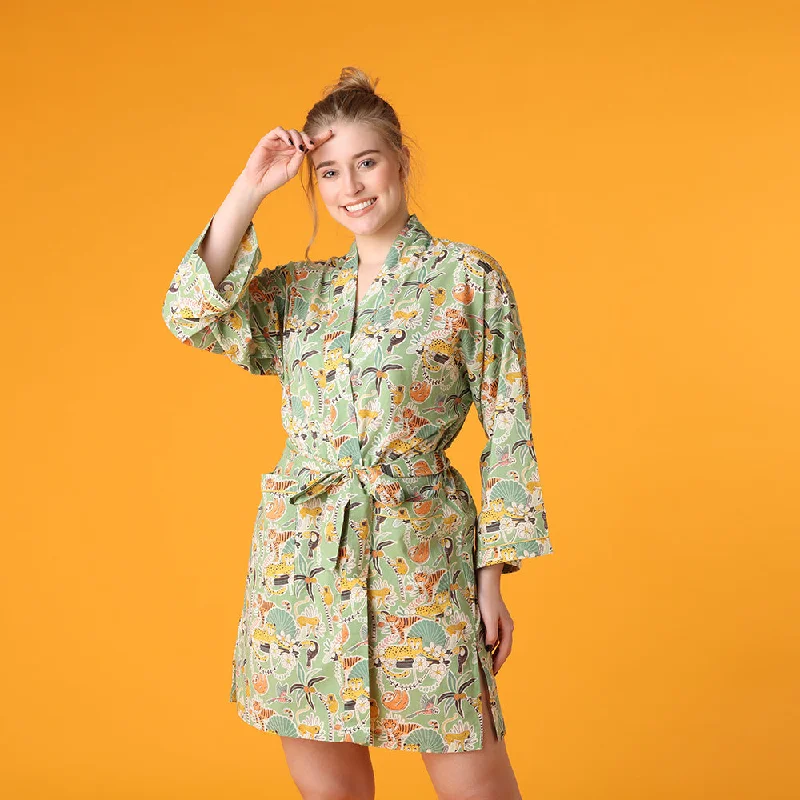 women's pajamas with adjustable strapsTropical Jungle Short Robe