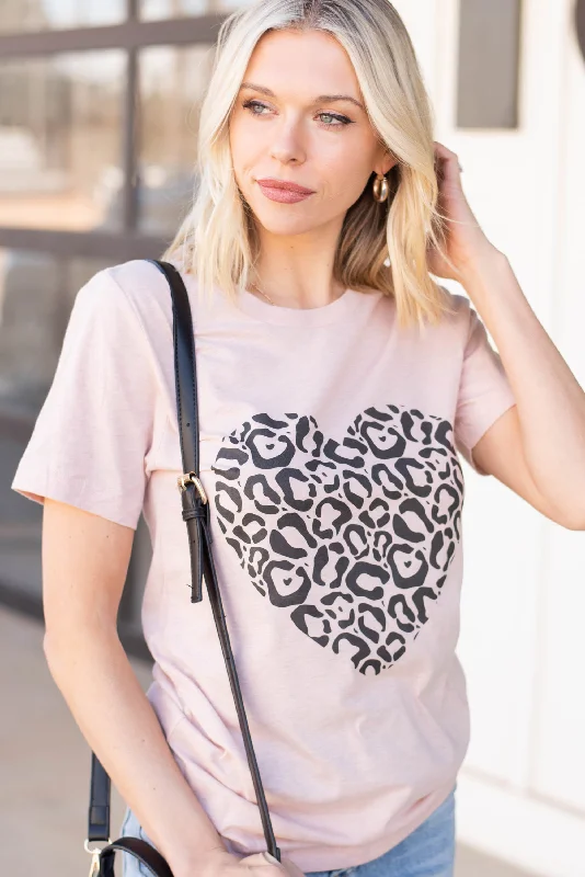 Women's Spring ShortsLeopard Love Heather Peach Graphic Tee