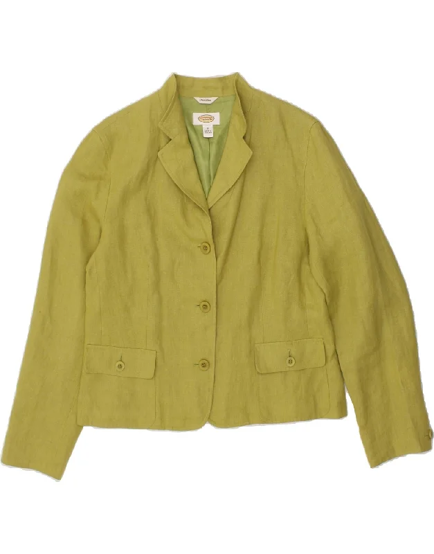 Women's PeacoatsTALBOTS Womens Oversized 3 Button Blazer Jacket UK 10 Small Green Linen