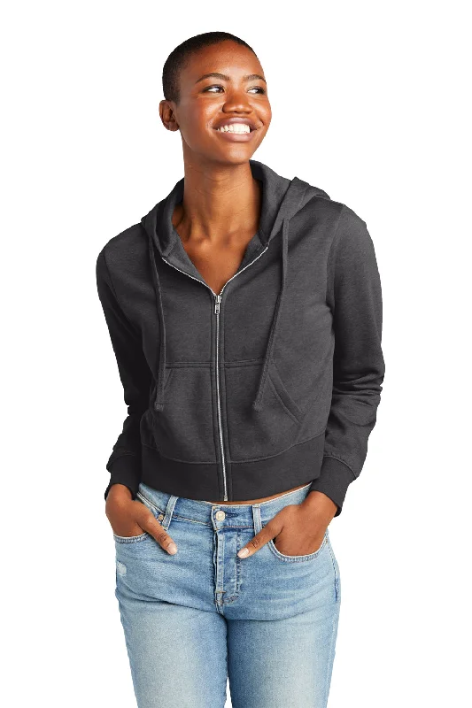 Women's Hooded Sweatshirts with High WaistDistrict Womens V.I.T. Fleece Full Zip Hooded Sweatshirt Hoodie w/ Pockets - Heather Charcoal Grey