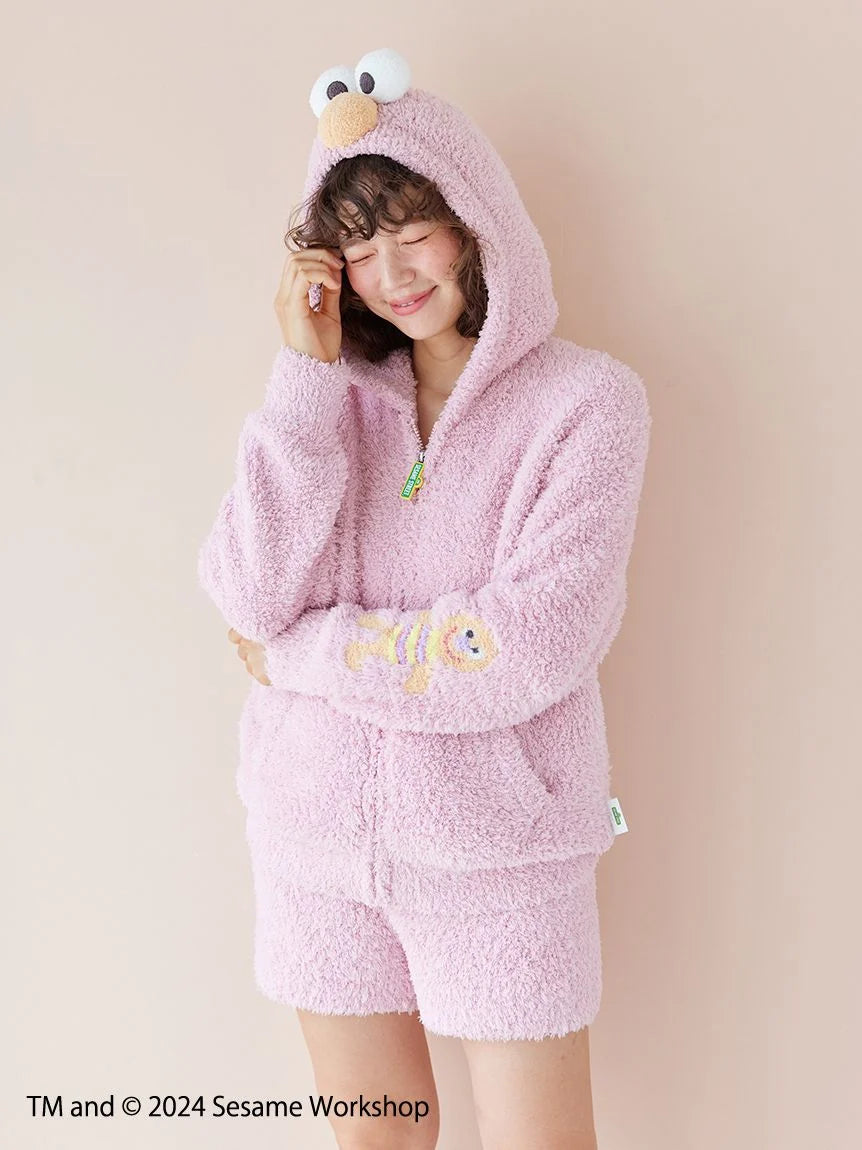 Women's Hooded Sweatshirts with Cotton Lining【SESAME STREET】 Elmo Hoodie and Shorts Set