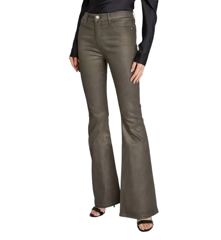 Women's Bell-Bottom PantsLe High Waist Flare Jeans In Pewter Coated