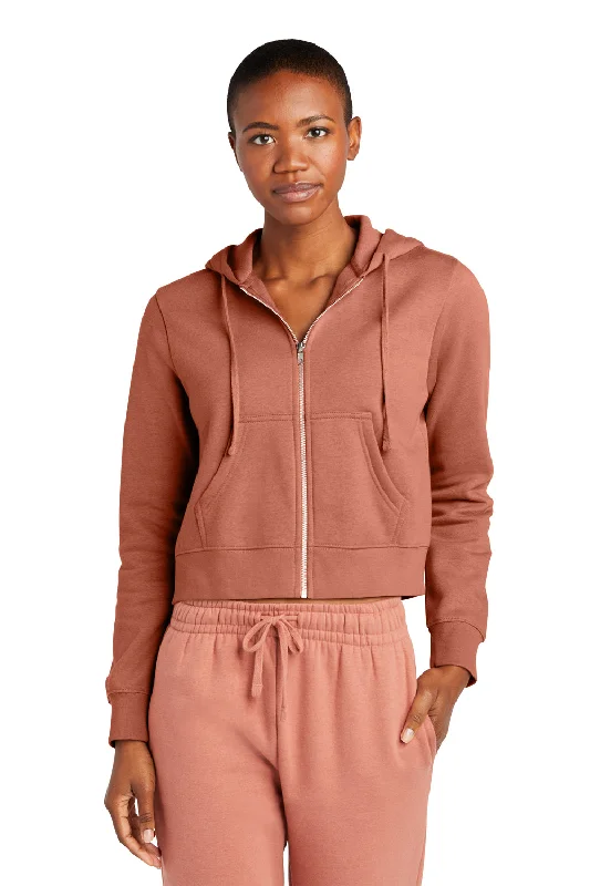 Women's Hooded Sweatshirts with Tight WaistDistrict Womens V.I.T. Fleece Full Zip Hooded Sweatshirt Hoodie w/ Pockets - Desert Rose