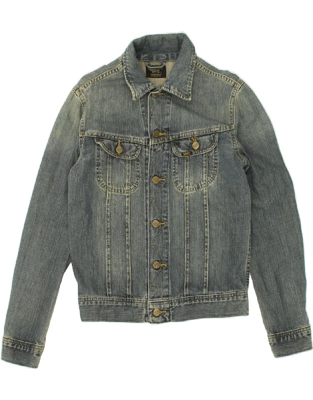 Women's Coats with HoodLEE Womens Denim Jacket UK 10 Small Blue Cotton