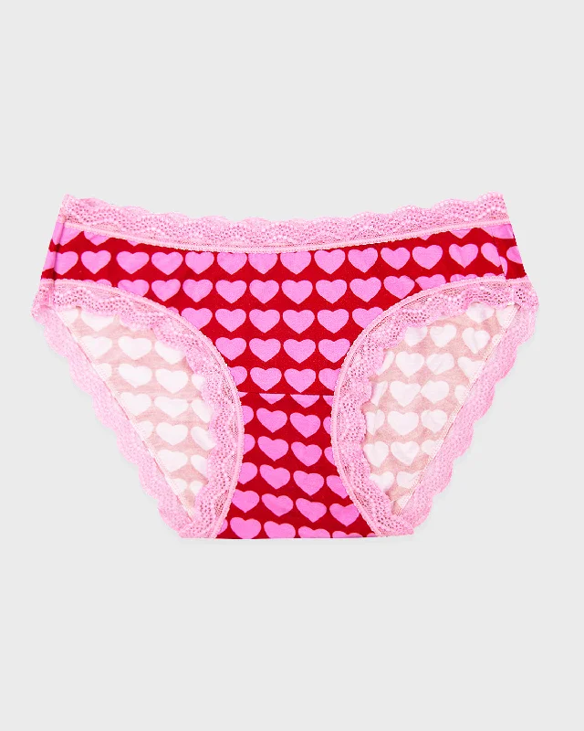 lightweight silk panties with a stretch lace trim for a flirty lookThe Original Brief - Heart & Soul Pink