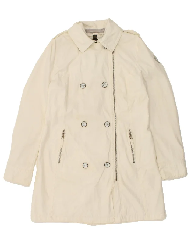 Women's Winter CoatsNAPAPIJRI Womens Double Breasted Coat UK 14 Large Off White Cotton