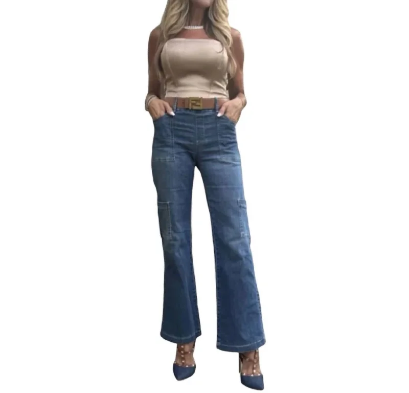 Women's Jodhpurs with Boat CollarRose Cargo Jeans In Dark Denim