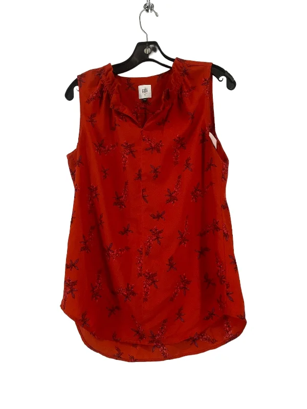 Women's Blouse with Lapel CollarRed Blouse Sleeveless Cabi, Size S