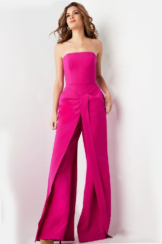 Women's Jumpsuits with Wide CollarJovani 03828 Long Wide Leg Evening Formal Jumpsuit