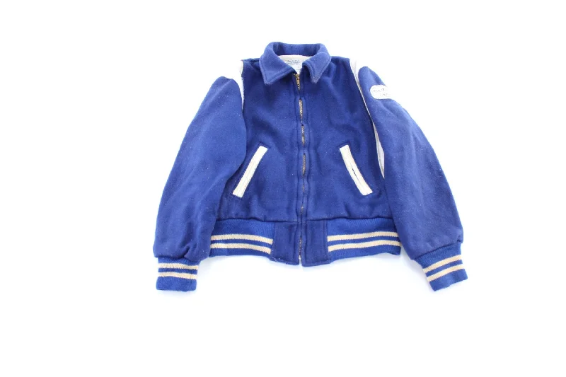 Women's Coats with Fur Trimmed Pockets60's American Sports Center Blue & White Varsity Letterman Jacket