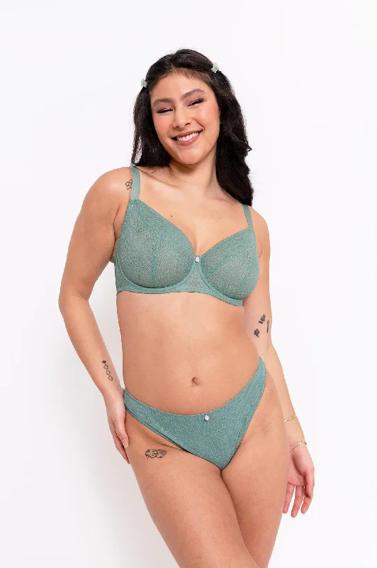 plus-size high-waisted briefs with floral designHappy Bum Brazilian Brief Sage Green