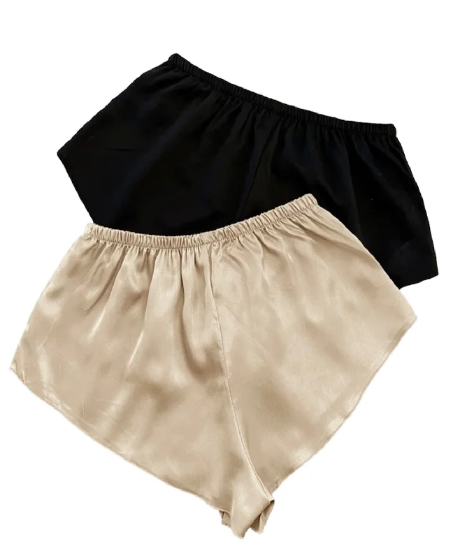 lace front closure braSilk Khaki and Black Shorts