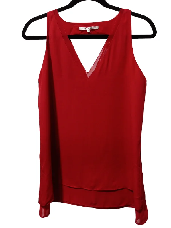 Women's Blouse with Sweetheart NeckRed Blouse Sleeveless Clothes Mentor, Size S