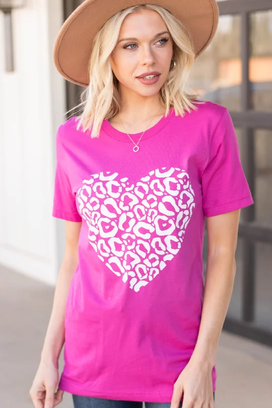 Women's Cozy ShortsLeopard Love Berry Pink Graphic Tee