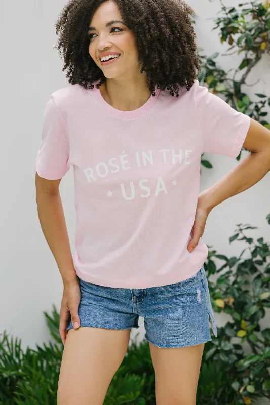 Women's Relaxed Fit ShortsRosÃ© In The USA Baby Pink Graphic Tee