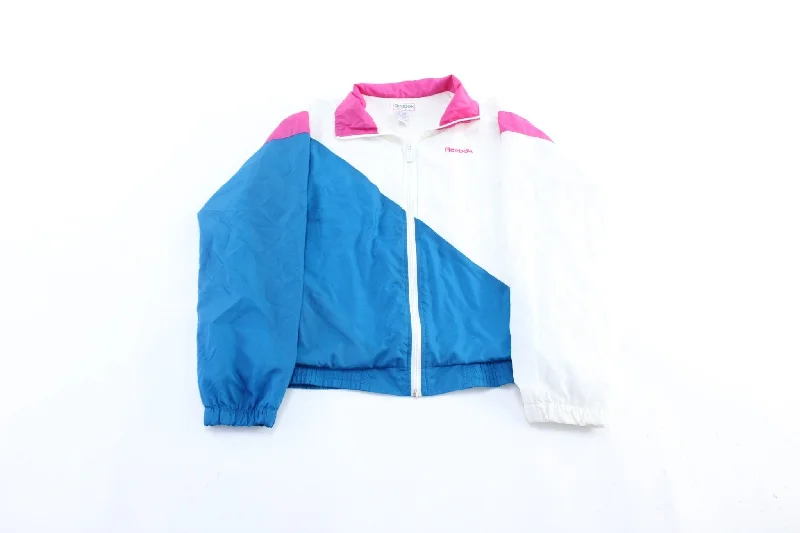 Women's Coats with Fur Trimmed BeltWomen's 90's Reebok Embroidered Logo Aqua, Pink, & White Zip Up Jacket