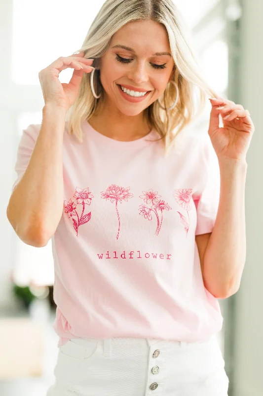 Women's Active ShortsShe's A Wildflower Light Pink Graphic Tee