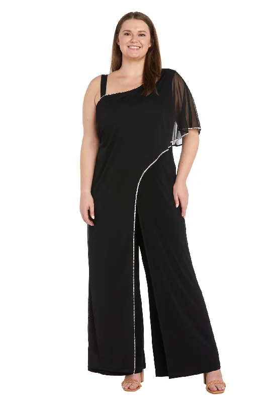 Women's Jumpsuits with Lapel CollarR&M Richards 3314W Long Formal Plus Size Jumpsuit