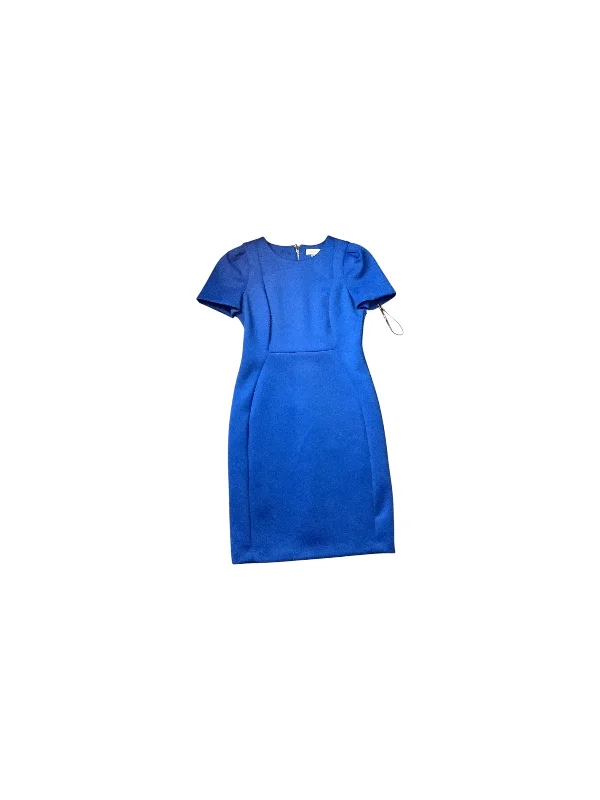 Women's Rounded-Neck DressesDress Casual Midi By Calvin Klein In Blue, Size: 10