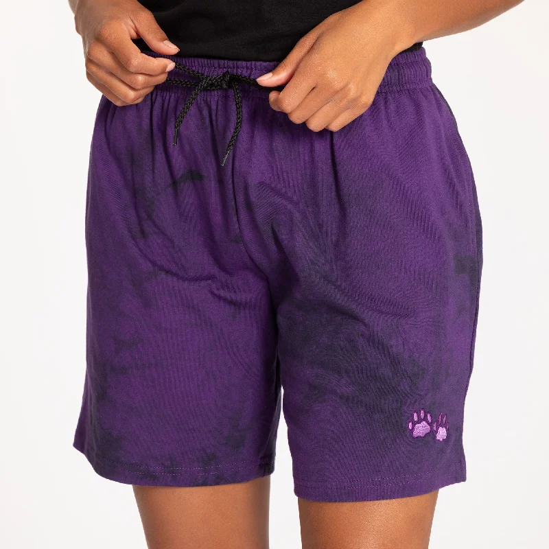 Women's Classic ShortsPurple Paw Tie-Dye Casual Shorts